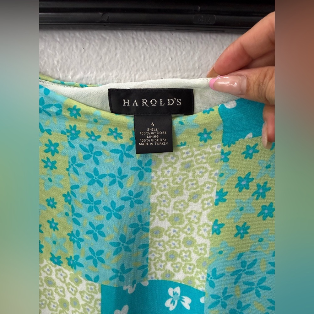 Vintage Harold’s Patchwork Floral Skirt Size 4 Blue Green Y2K - Picture 3 of 8